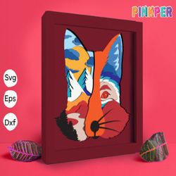 fox paper cut light box