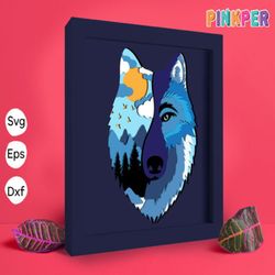 wolf paper cut light box