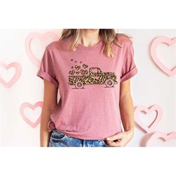 Happy Valentines Day Shirt,  Leopard Cheetah Hearts Valentines Day Truck shirt, Valentines Days Gift, Matching Couples S
