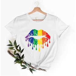 Pride Dripping Lips T-shirt, LGBTQ Shirt, Pride Shirt, Rainbow Pride Tee, Pride Month Gift, Lesbian Gay Bisexual Transge