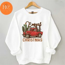 Cowgirl Christmas Shirt Retro Cowboy Christmas Sweatshirts Cowgirl Christmas Sweatshirt Santa Shirts Crewnecks Hoodies C
