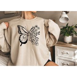 Floral Butterfly Shirt, Butterfly Shirt, Bug Shirt, Aesthetic Tshirt, Insect Shirt, Goblincore Clothing