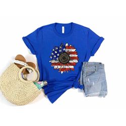 America Sunflower Shirt, USA Flag Flower Shirt, Gift For American, 4th of July Flag T-Shirt, Freedom TShirt, Independenc