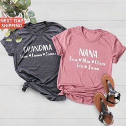 personalized grandma shirt, nana shirt, personalized grandma gift, customized mother's day shirt, grandchildren, christm