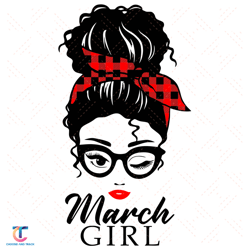 Birthday Wink Eye African American Face Hair Bandana Svg, Birthday Svg, March Svg, Birthday In March Svg, March Girl Svg
