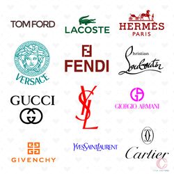 Fashion Brand Logo Bundle Svg, Fashion Brand Logo Svg, Fendi Logo Svg, Gucci Logo Svg, YSL Logo Svg