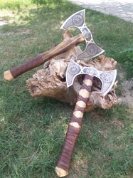 Hand Forged double-headed Bearded axe, Viking throwing axe, Norse Axe, Celtic Axe, Gift for Men, Scandinavian Style Axe.