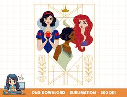 Disney Princess Snow White Tiana and Ariel Art Deco Style png, sublimation, digital print