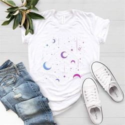 celestial shirt, moon t-shirts, moon phase astrology astronomy, moon graphic t-shirt, women moon gift tee, astrology moo