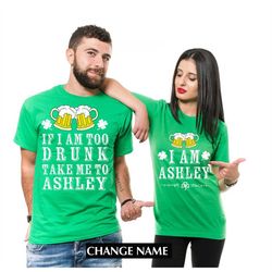 Silk Road Tees Custom Name ST. Patrick's Day Drinking Shirts Party Couple Matching Funny Pub Shirts Green Unisex Shirts