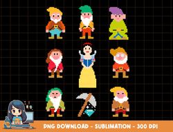 Disney Snow White & Pixelated Dwarfs Graphic T-Shirt png, sublimation, digital print