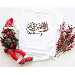 Merry Christmas Retro Shirt, Merry Christmas Typography Shirt, Joyful Believe Blessing Friends Snow Noel Shirt, Christma