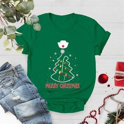 Stethoscope Christmas Tree Shirt, Christmas Nurse Shirt, Stethoscope Nurse Tee, Stethoscope Tree Shirt, Gift For Nurses,