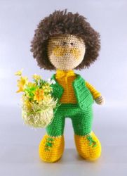 Amigurumi The Boy, flower lover.Crochet pattern PDF. Tutorial