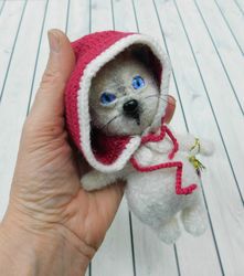 Amigurumi. The Cat in the red hood.Crochet pattern PDF.Tutorial