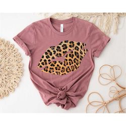 Leopard Print Lip Shirt,Cheetah Print Shirt,Cheetah Print Lips Shirt,Super Cute Leopard Print Lips,Distressed Leopard Li