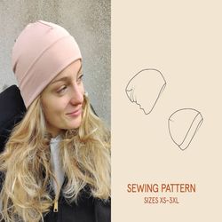 beanie hat pdf sewing pattern - easy diy sewing project for beginners- chemo beanie pattern