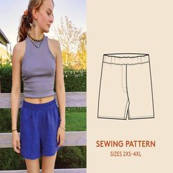 Shorts sewing pattern in unisex sizerange 2XS-4XL | Easy sewing project for beginners, Instant download PDF