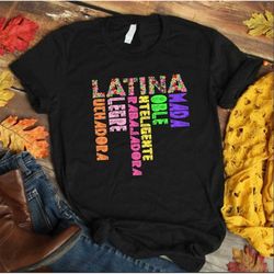 floral latina t-shirt, larina mexicana tees, floral spanish women shirt, mexican shirt, chula shirt, larina power, cinco