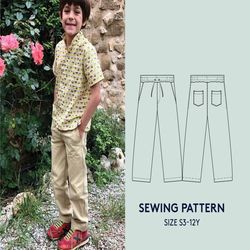Pants sewing pattern sizes 3-12 Year for woven fabric, Shorts PDF sewing pattern, Pull on pants