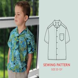 Shirt sewing pattern for Kids size 3-12Y, Bowling shirt PDF sewing pattern, Easy DIY project for instant download