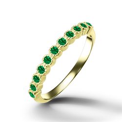 Emerald Ring - May Birthstone - Gold Ring - Stacking Ring - Dainty Ring - Tiny Ring - Simple Ring - Half Eternity Ring