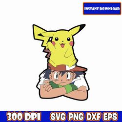 pokemon Pikachu and Ash Svg, Pokemon SVG Bundle, Pikachu SVG, Pokemon clipart, Pokemon Cricut, svg files for cricut