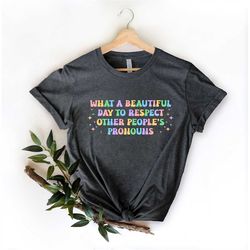 What A Beautiful Day to Respect Other People's Pronouns Shirt,Gay Rights T-Shirt, T-Shirt for Respect, Lgbtq Shirt,Pride