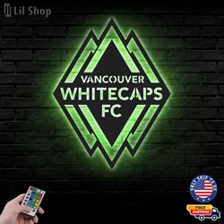 Vancouver Whitecaps FC Metal Sign, MLS Logo Metal Led Wall Sign, MLS Metal, Vancouver Whitecaps FC LED Metal Wall Art