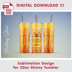 Inspired Crown Royal Template - Seamless Sublimation Pattern - 20oz SKINNY TUMBLER - Full Tumbler Wrap