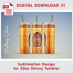 Inspired Crown Royal Template - Seamless Sublimation Pattern - 20oz SKINNY TUMBLER - Full Tumbler Wrap