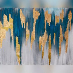 Modern painting interior Acrylic painting rays Abstract painting Golden rays Painting home Gold painting Abstract Art