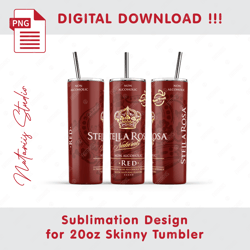 Inspired Stella Rosa Template - Seamless Sublimation Pattern - 20oz SKINNY TUMBLER - Full Tumbler Wrap