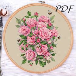 Cross stitch pattern pdf Charm of Roses cross stitch pattern pdf design for embroidery