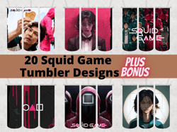 20 Squid Game Tumbler Wrap Design Bundle - PNG Sublimation Printing Design - 20oz Tumbler Designs