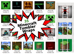 35 Minecraft Tumbler Wrap Design Bundle - PNG Sublimation Printing Design - 20oz Tumbler Designs