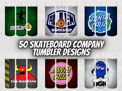 50 Skateboard Tumbler Wrap Design Bundle - PNG Sublimation Printing Design - 20oz Tumbler Designs