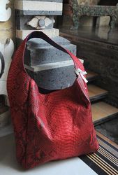 Big Soft Hobo Classy Sport Woman Bag | Purse Genuine Python Skin | Red Riva  Elegant Leather Designer Soft Bag Snake |