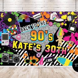 personalised 70's 80's 90's birthday party banner / backdrop