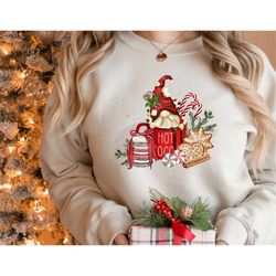 Gnome Sweatshirt,Hot Cocoa Gnome Sweater,Cute Gnomes Sweatshirt,Christmas Sweater,Funny Christmas Sweater,Christmas Gift
