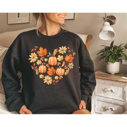 Fall Doodles Heart Shirt,Fall Sweatshirt,Pumpkin Sweatshirt,Retro Comfort Colors Fall Shirt,Hello Pumpkin Sweatshirt,202