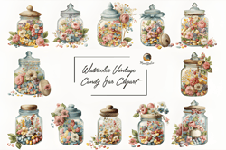watercolor vintage candy jar clipart