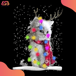 Cat Christmas Light Svg, Animal Svg, Reindeer Svg, White Cat Svg, Christmas Light Svg