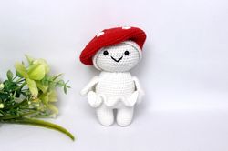 unusual toy decor fly agaric amigurumi crochet, toy for kitchen decor or as a gift