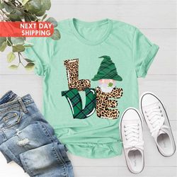 Love Patrick Day Gnomes Sweatshirt, St. Patricks Day Shirt, Awesome Shamrock Shirt Gift Tee, Leopard Hoodie, Shamrock Sh