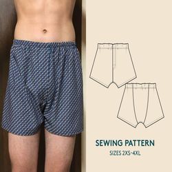 Boxer shorts sewing pattern sizes 2XS-4XL, instant download, Easy sewing project, Underwear PDF pattern