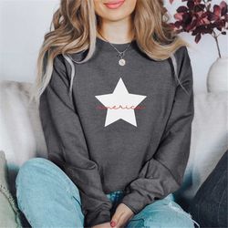 America Sweatshirt, Youth Crewneck Sweatshirt, Liberty Pullover, 4th of July Unisex Sweater, Gift for Her