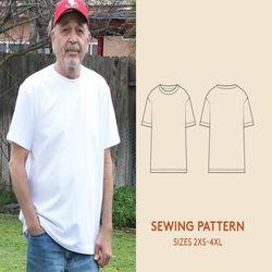 T-shirt sewing pattern and video tutorial, sizes 2XS-4XL, Video tutorial, Easy sewing project for beginners