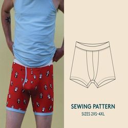 Boxer briefs sewing pattern in men's sizes 2XS-4XL, make your own underwear and boxer shorts