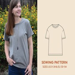 T-shirt sewing pattern and Video tutorial | EASY PDF Pattern for Beginners | Easy sewing project